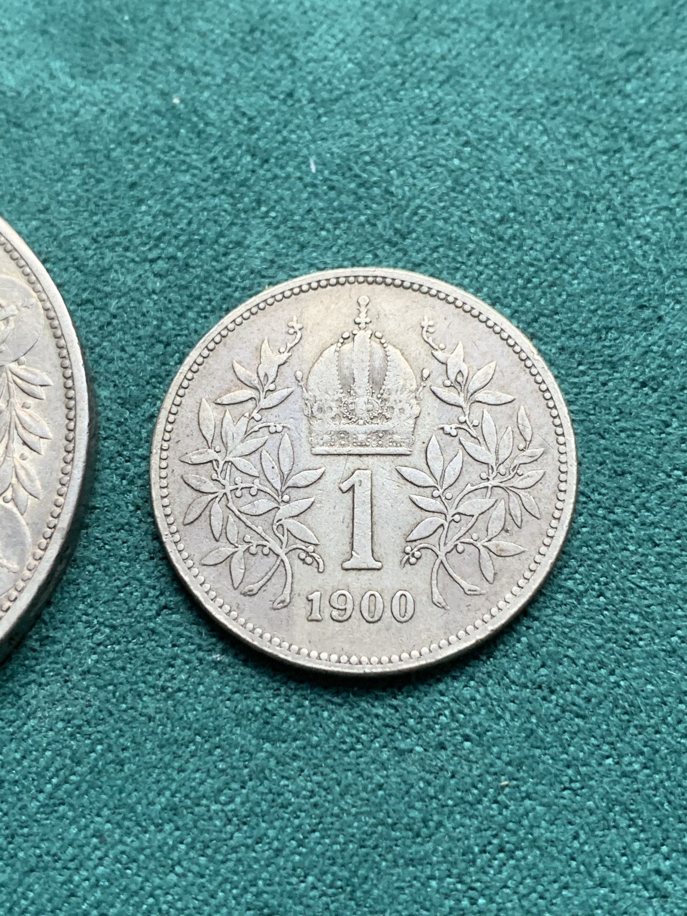 《竞宝斋》第180场-周日，周一2场 (全场包邮) 2枚一组 奥地利约瑟夫一世1900、1909年1克朗+5克朗银币