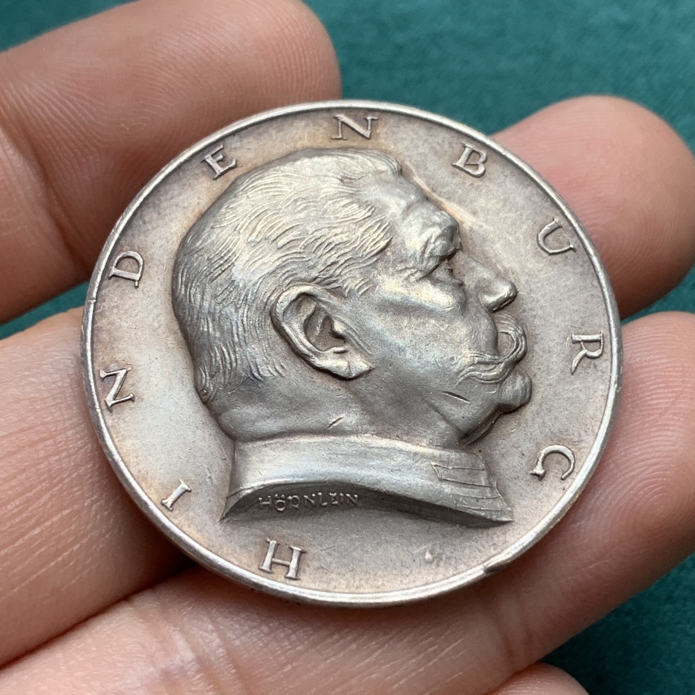 《竞宝斋》第180场-周日，周一2场 (全场包邮) 德国 1927年 兴登堡80大寿银章 高浮雕工艺 细节精美