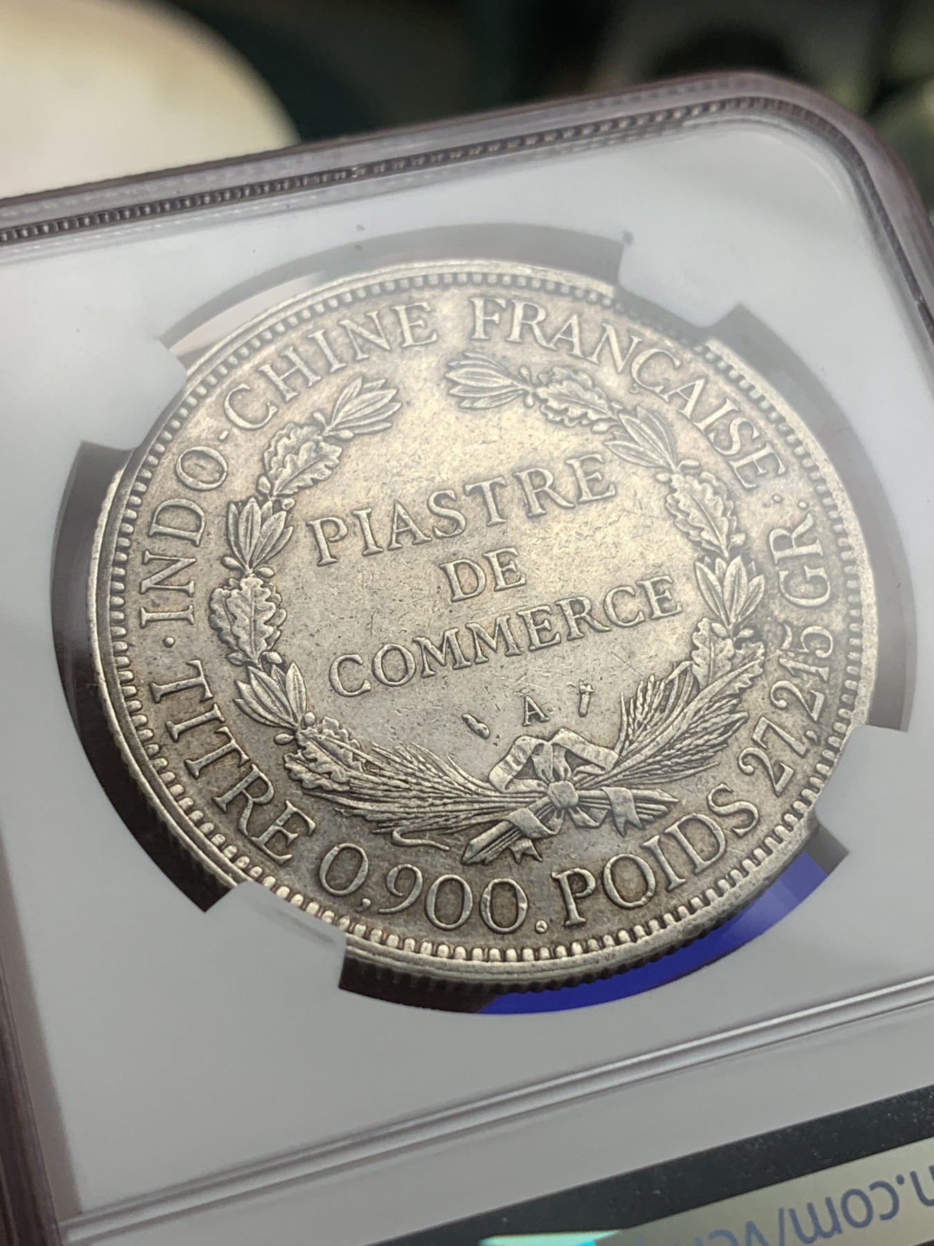 《竞宝斋》第180场-周日，周一2场 (全场包邮) NGC-AUD 法属坐洋 加重版 1886 1皮亚斯特银币 原味包浆