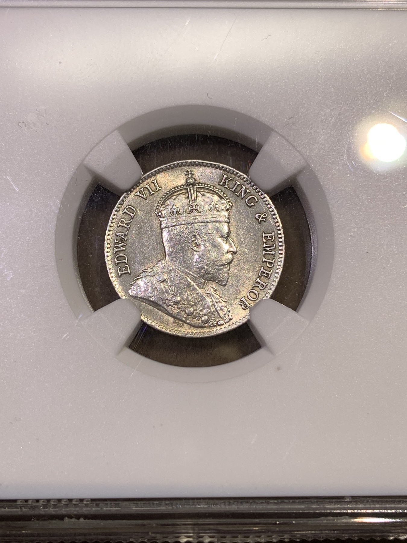 《竞宝斋》第180场-周日，周一2场 (全场包邮) NGC-UNCD 英属东非1906年爱德华七世25分银币，少见早期高银品种。