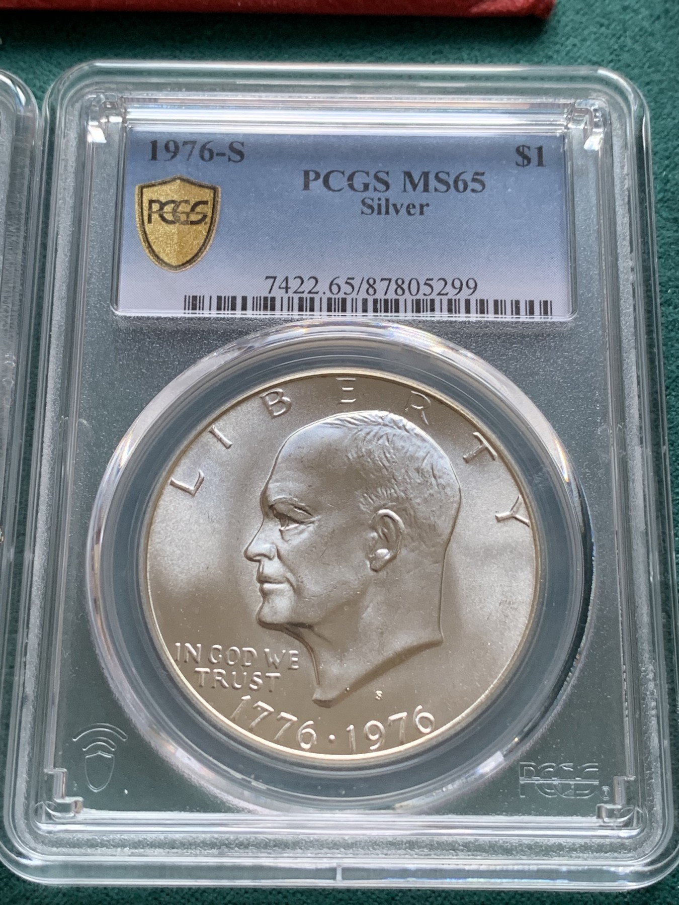 《竞宝斋》第180场-周日，周一2场 (全场包邮) 3枚一组 PCGS MS65-66 美国建国300周年纪念银币一组三枚，银币少见 带袋子 高分