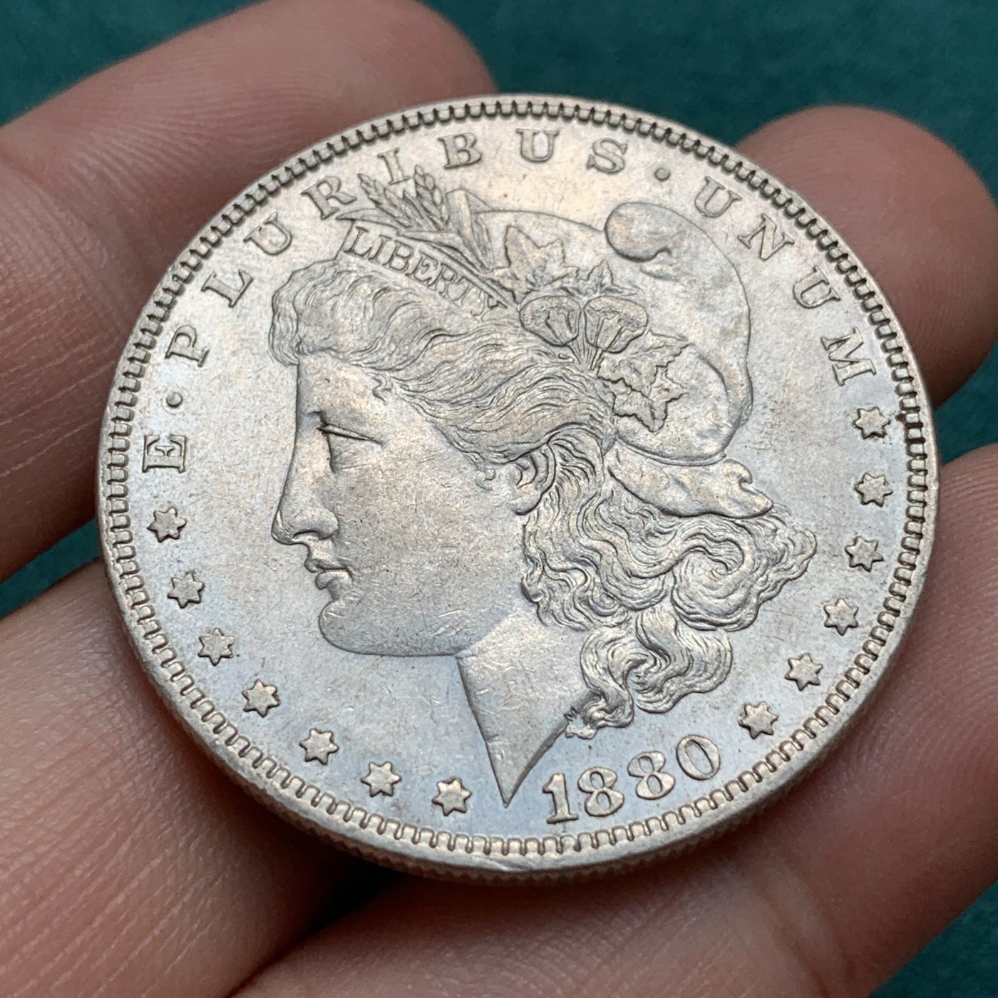 《竞宝斋》第180场-周日，周一2场 (全场包邮) 美国1880年 摩根1美元大银币 细节不错