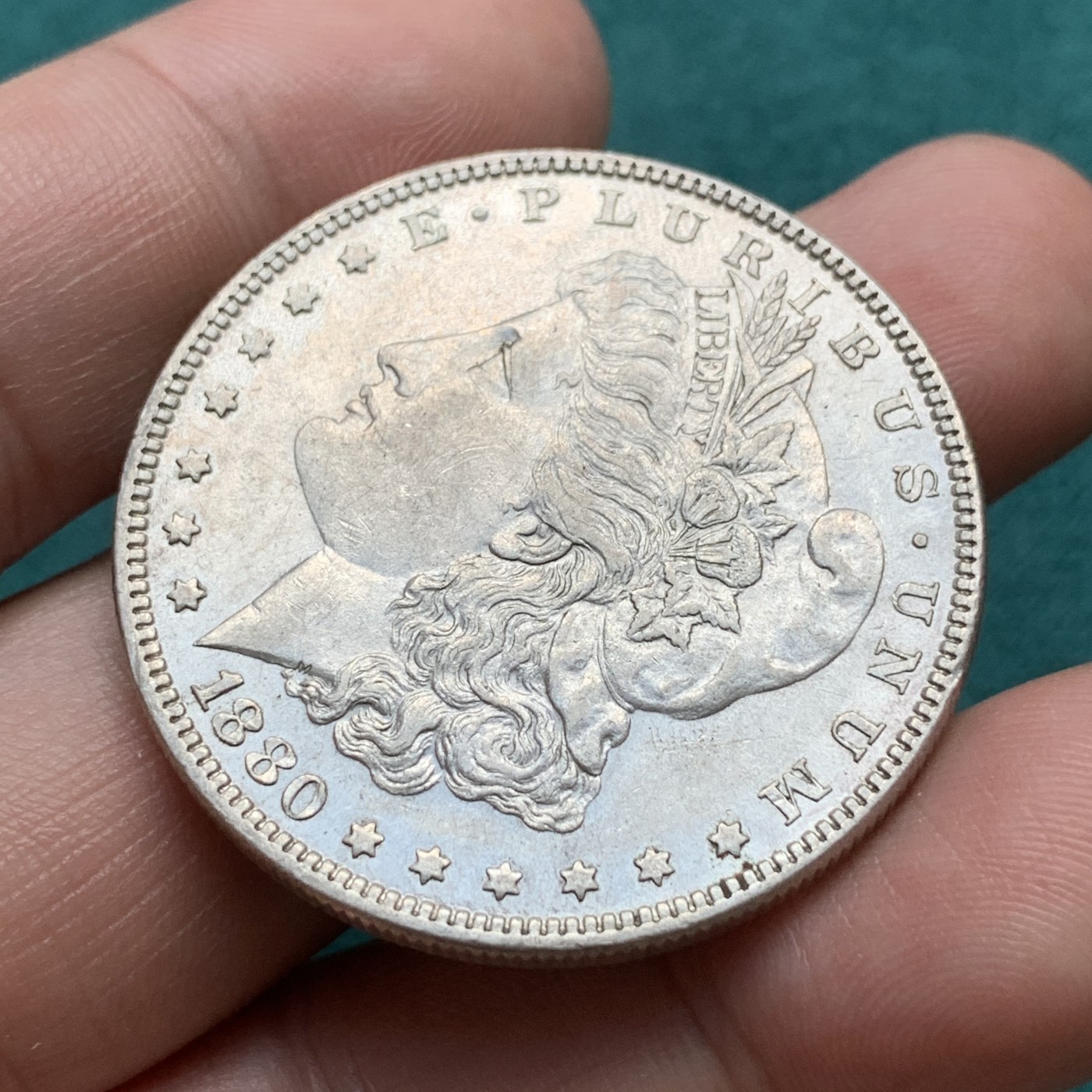 《竞宝斋》第180场-周日，周一2场 (全场包邮) 美国1880年 摩根1美元大银币 细节不错