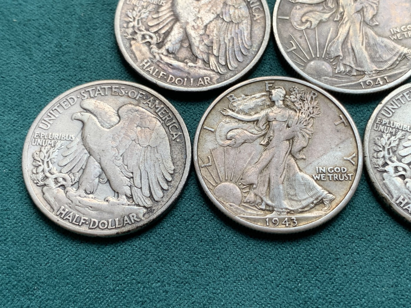 《竞宝斋》第180场-周日，周一2场 (全场包邮) 五枚一组 美国1936-1945行走女神半圆银币