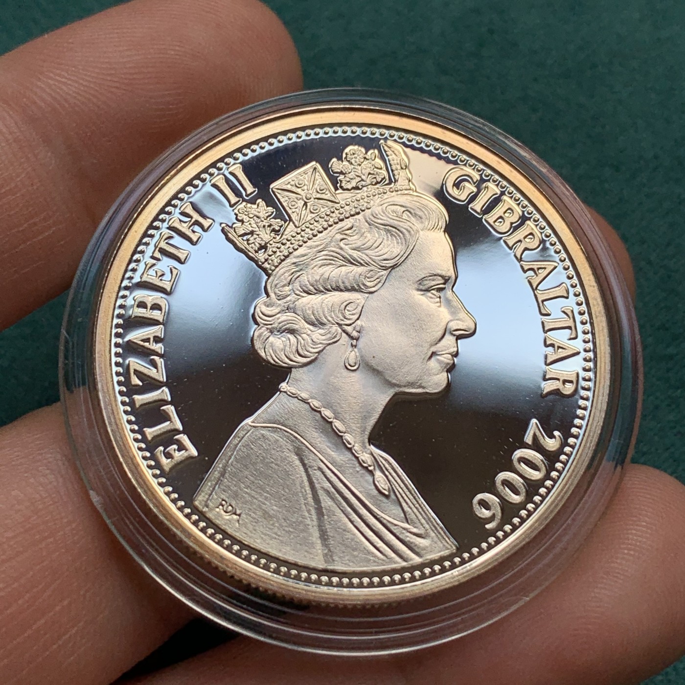 《竞宝斋》第180场-周日，周一2场 (全场包邮) 直布罗陀 2006年 伊丽莎白二世 80岁纪念大银币 28.28克 925银