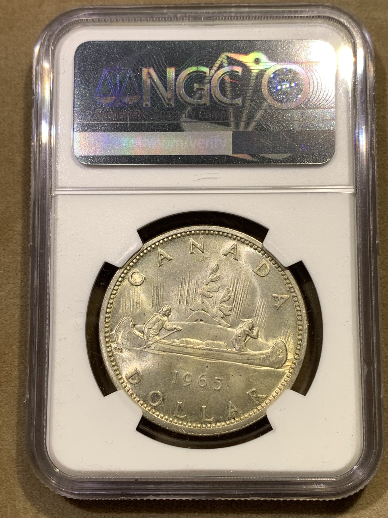 《竞宝斋》第180场-周日，周一2场 (全场包邮) NGC MS62 1965年加拿大伊丽莎白二世划船大银币