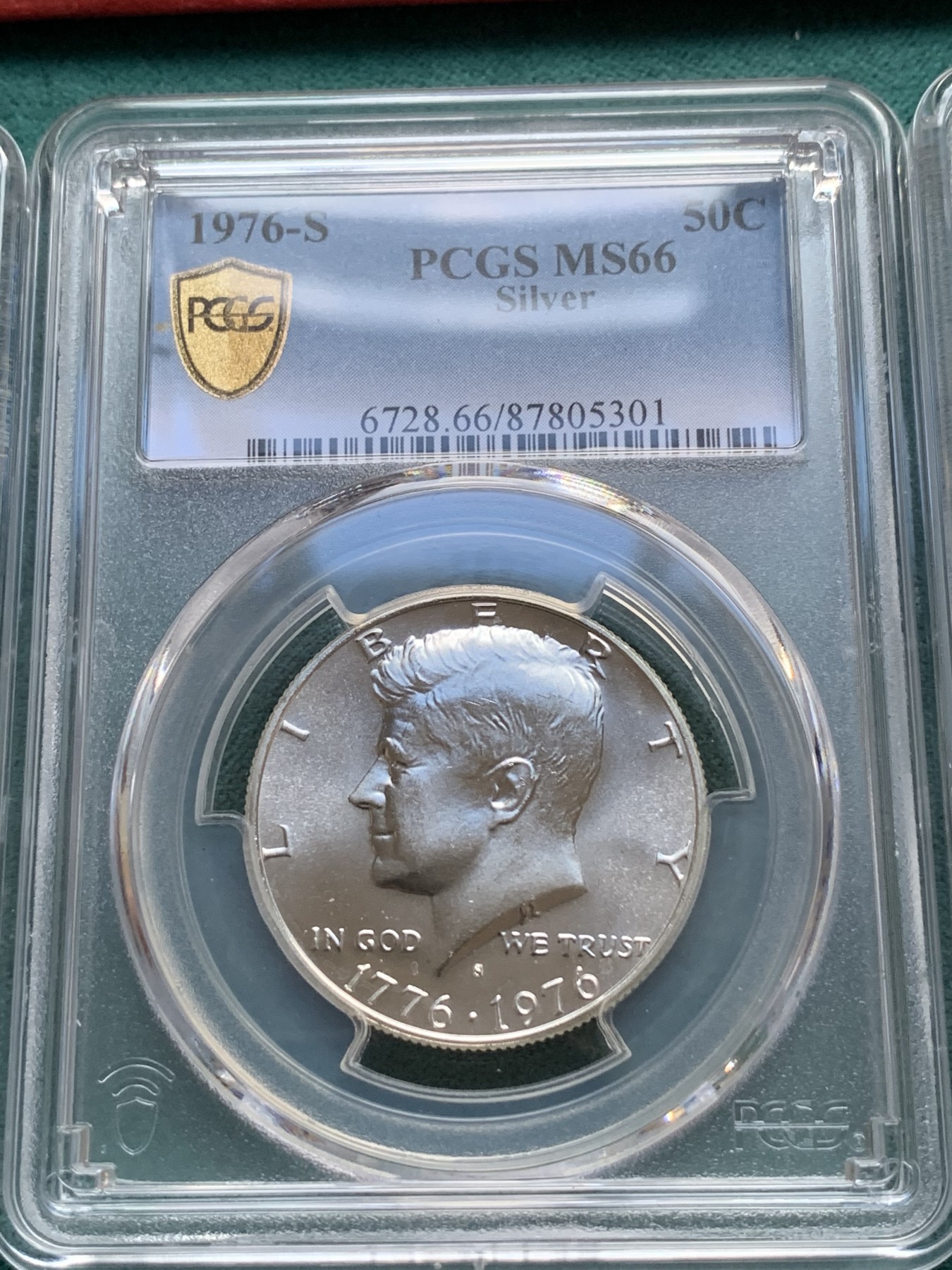 《竞宝斋》第180场-周日，周一2场 (全场包邮) 3枚一组 PCGS MS65-66 美国建国300周年纪念银币一组三枚，银币少见 带袋子 高分