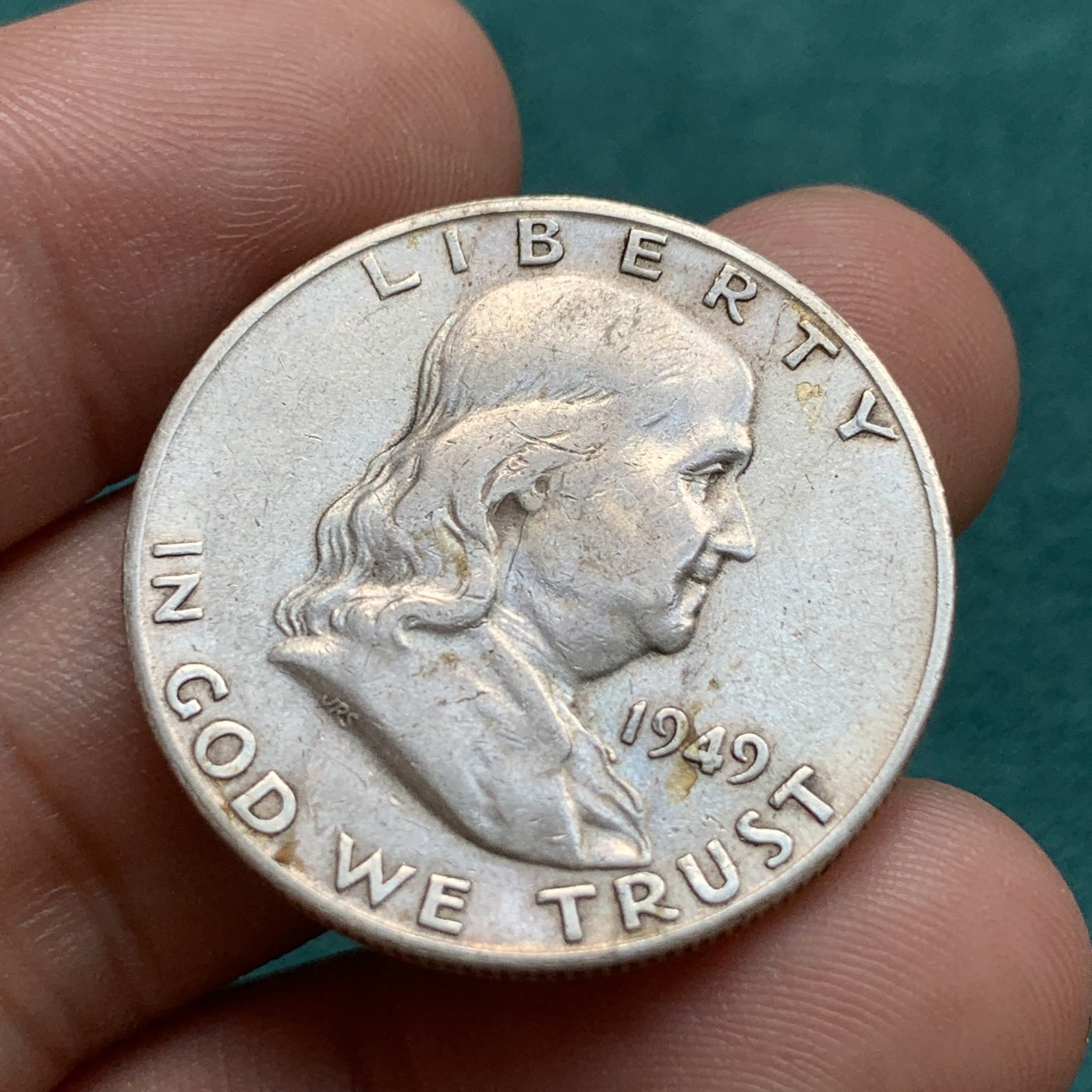 《竞宝斋》第180场-周日，周一2场 (全场包邮) 美国富兰克林1949年半圆银币