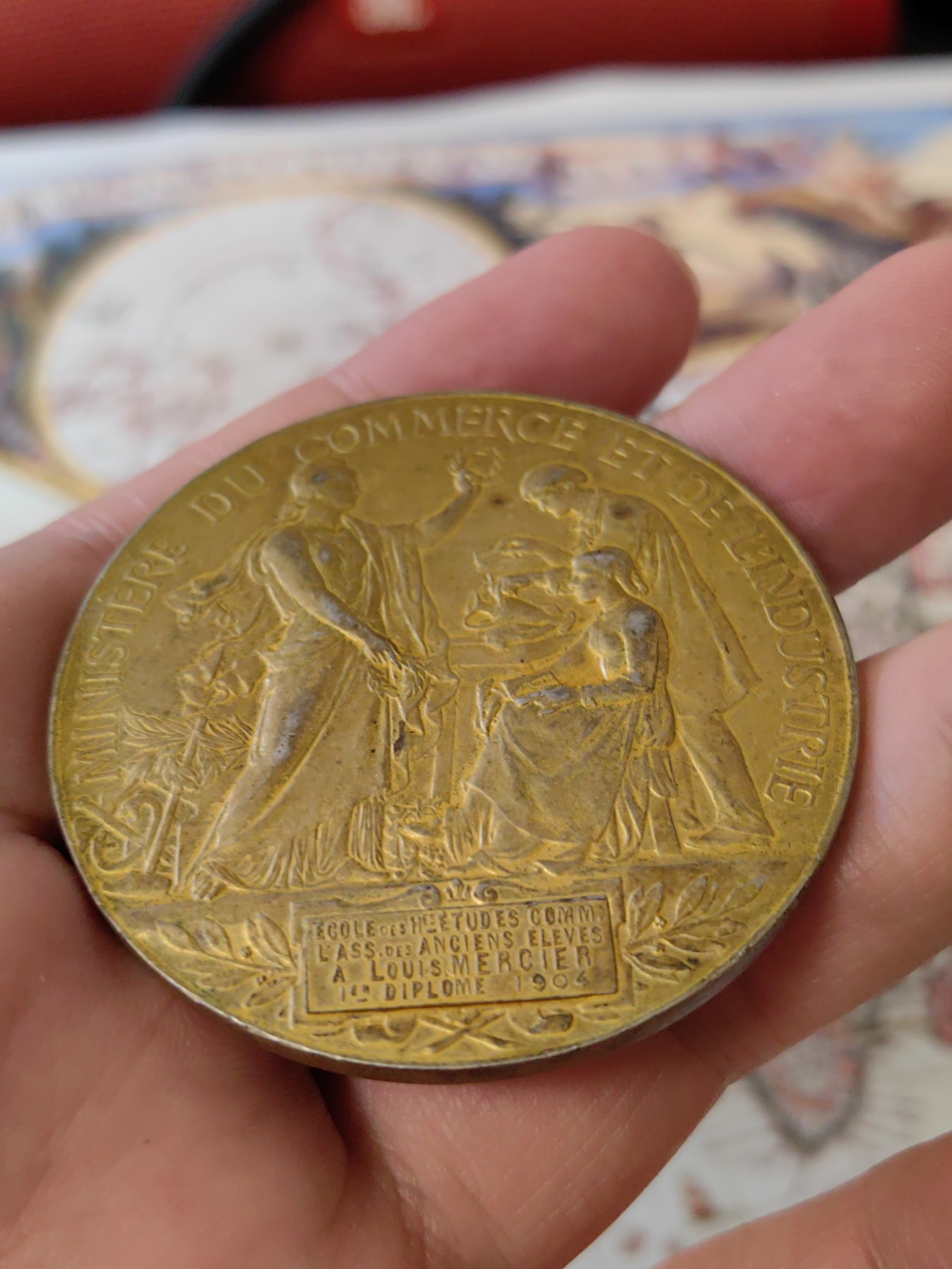 橡树集藏-006场 海纳百川 法国玛丽安娜商业银镀金章  直径：50mm  重量：63.3gr 边铭：丰饶角➕银标