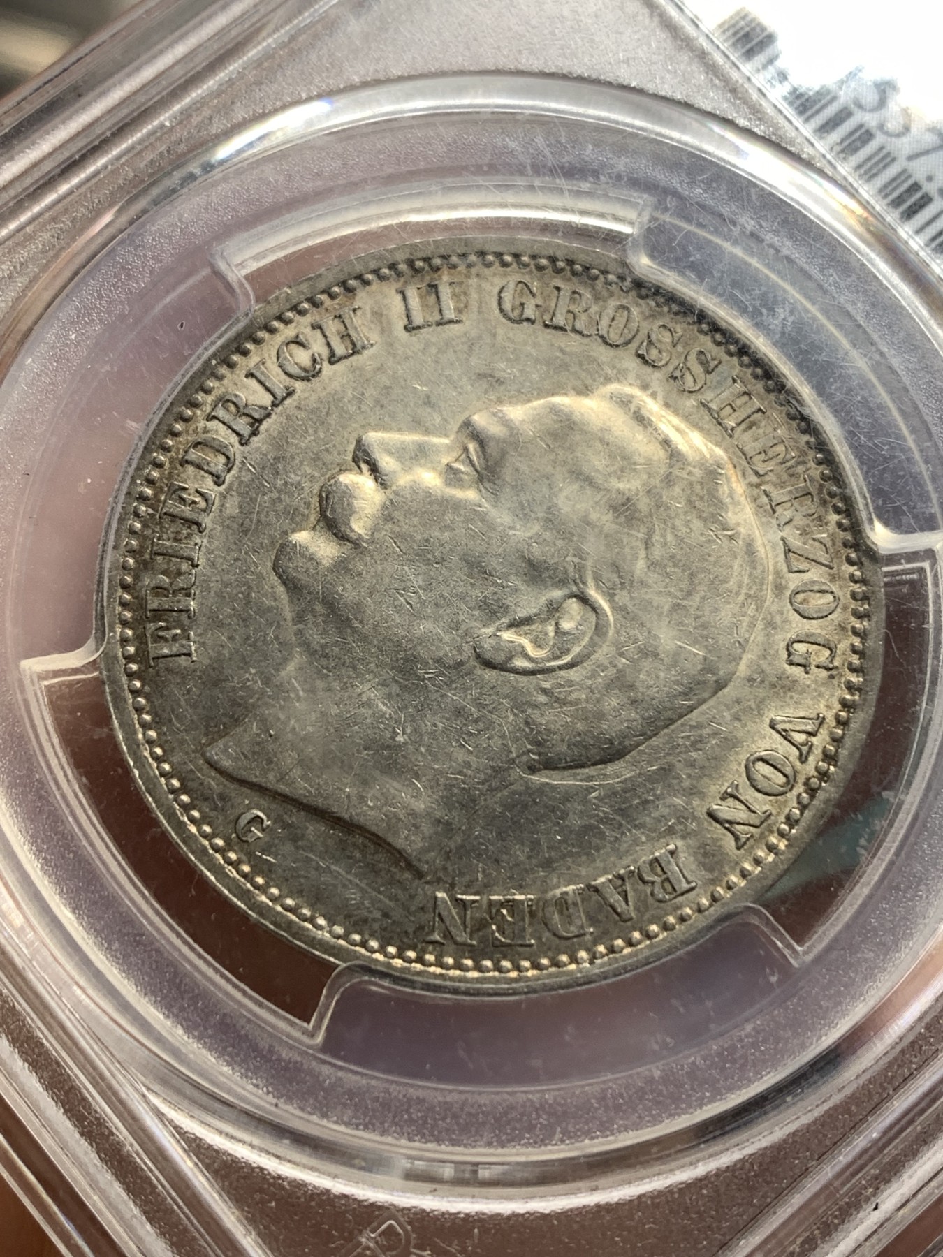 《竞宝斋》第180场-周日，周一2场 (全场包邮) PCGS-AU55 1911年巴登弗雷德里希二世3马克银币。