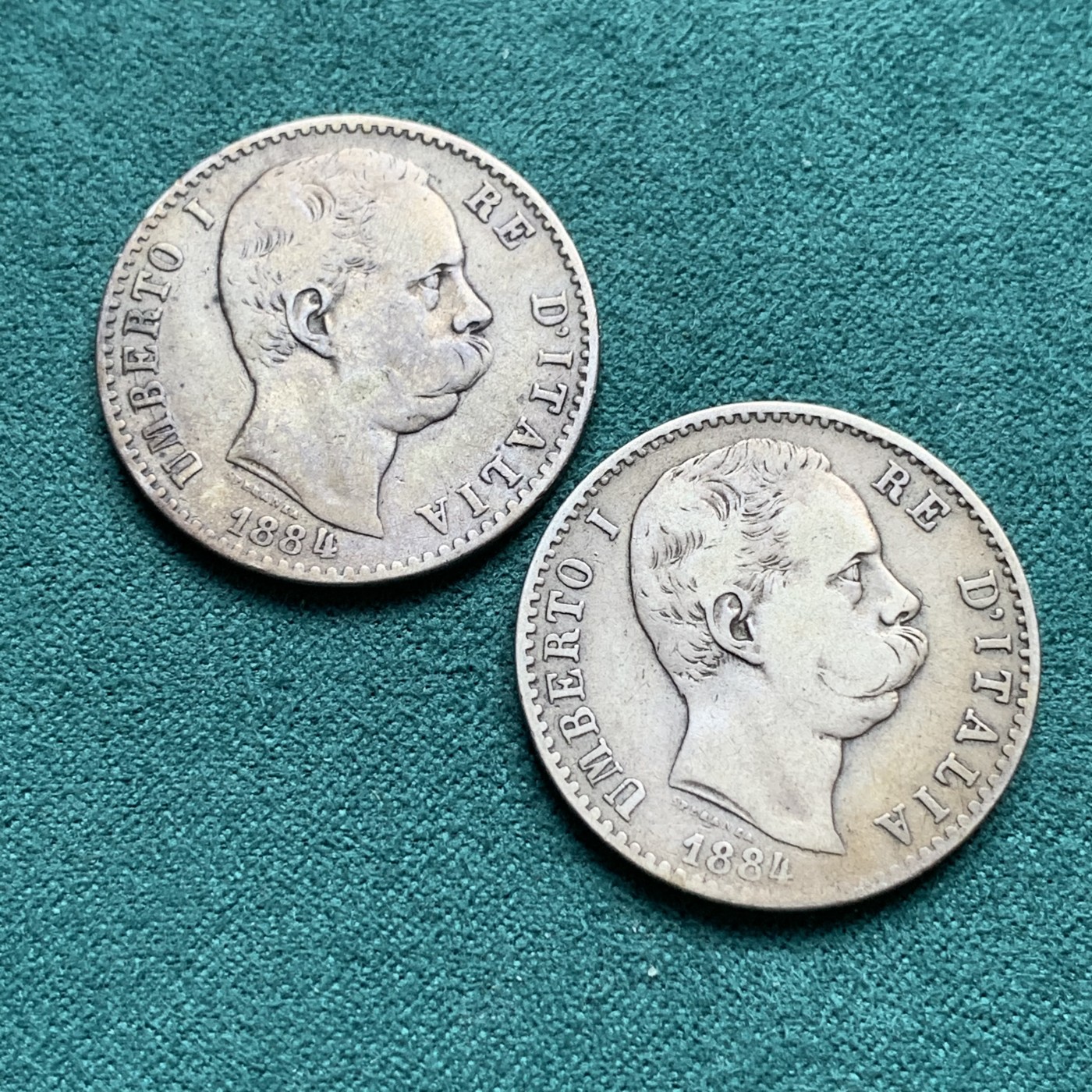 《竞宝斋》第180场-周日，周一2场 (全场包邮) 意大利1884年翁贝托一世2里拉银币2枚