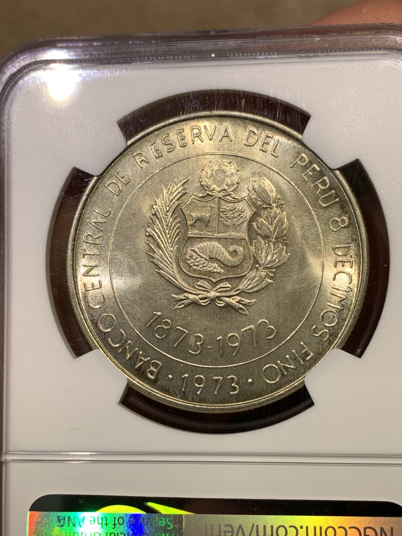 《竞宝斋》第180场-周日，周一2场 (全场包邮) NGC MS66 秘鲁1973年100索尔纪念银币 日本贸易 百年纪念 难得高分
