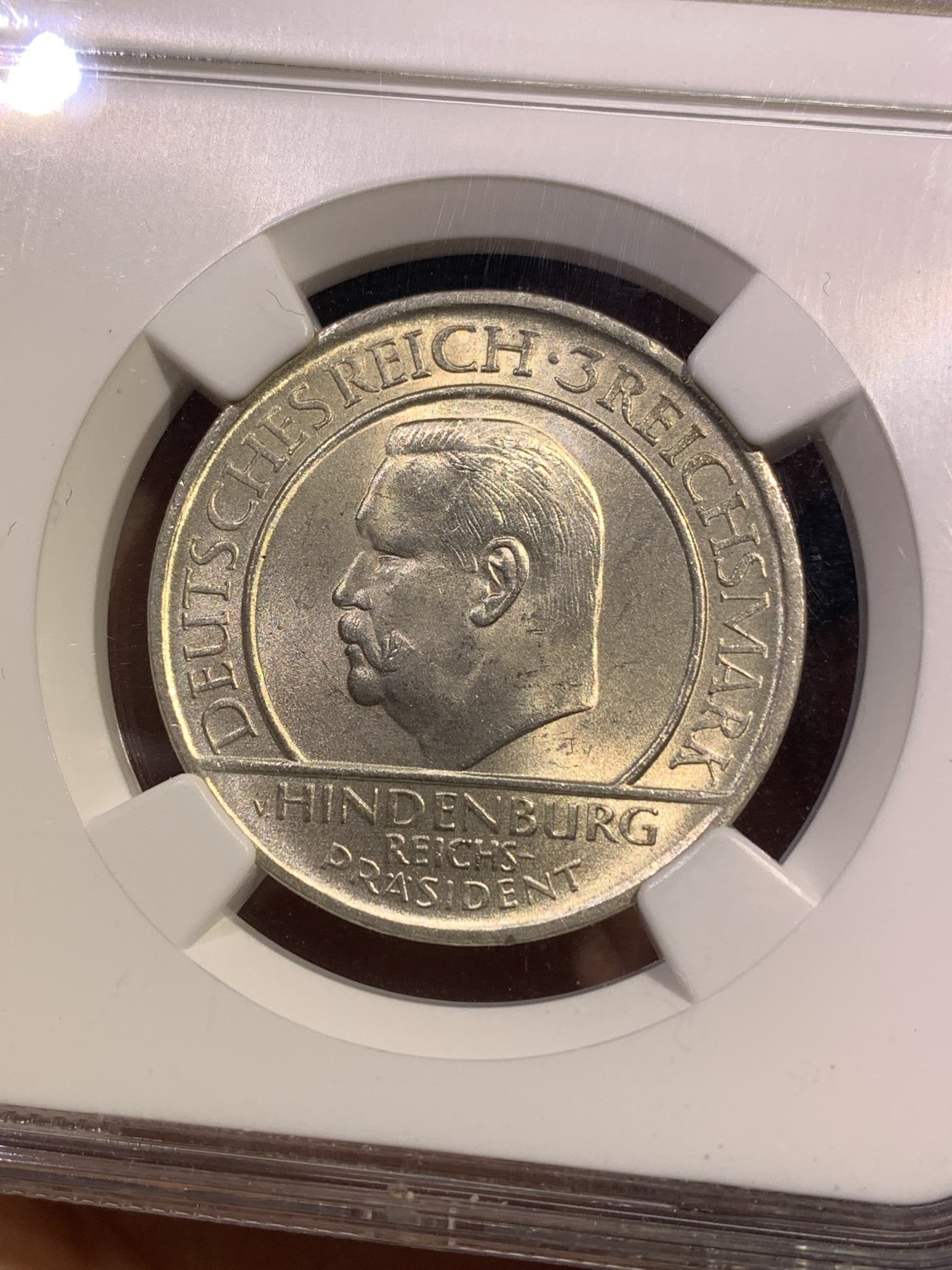 《竞宝斋》第180场-周日，周一2场 (全场包邮) NGC-MS65 魏玛德国1929年宪法十周年3马克纪念银币 少见高分