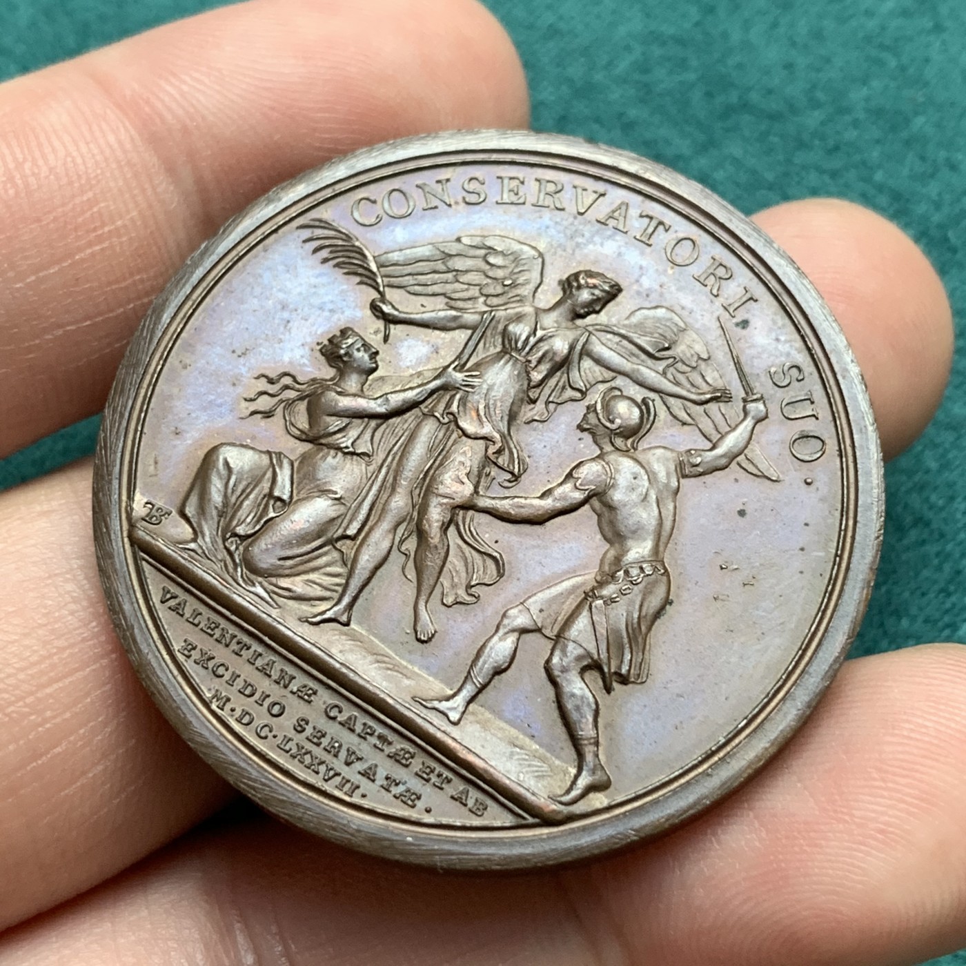 《竞宝斋》第180场-周日，周一2场 (全场包邮) 法国1677年(铸面年份)路易十四铜章 1件32克，41mm