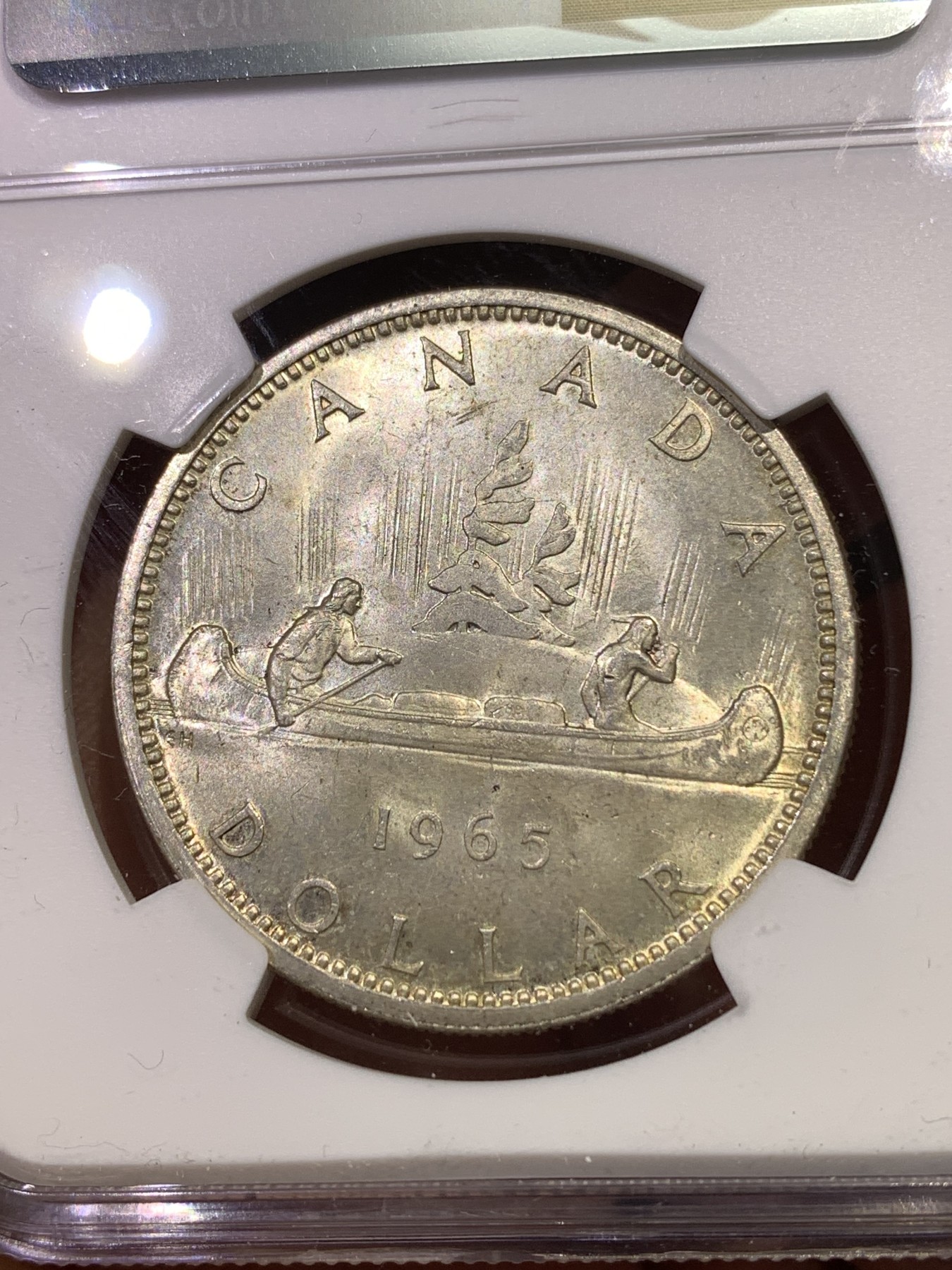 《竞宝斋》第180场-周日，周一2场 (全场包邮) NGC MS62 1965年加拿大伊丽莎白二世划船大银币