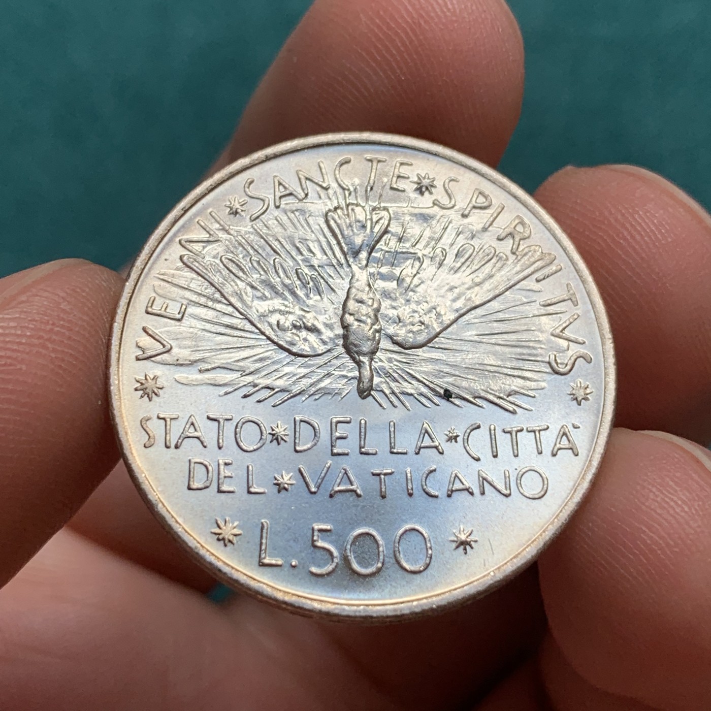 《竞宝斋》第180场-周日，周一2场 (全场包邮) 梵蒂冈1978年教皇缺位500里拉银币 11g