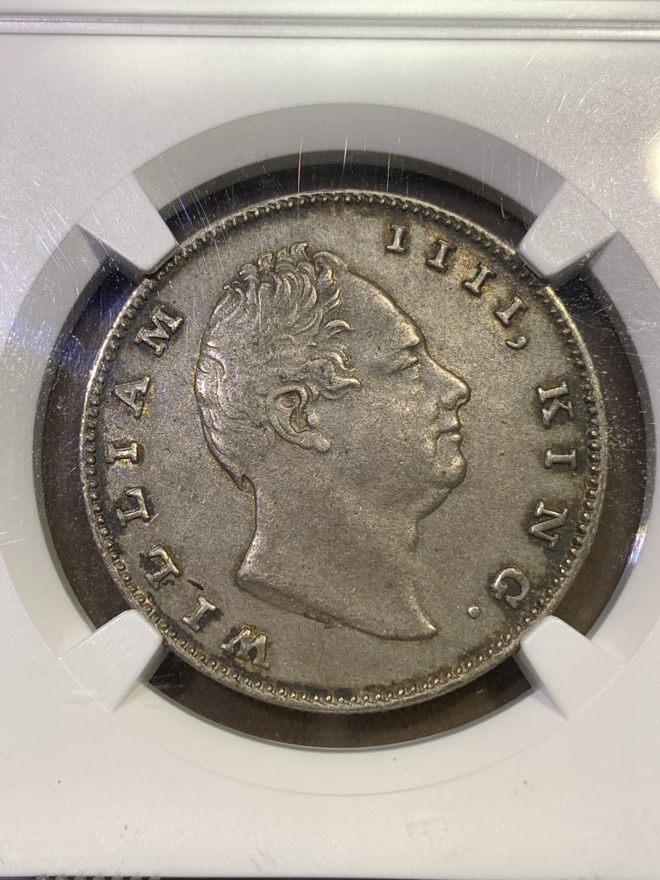 《竞宝斋》第180场-周日，周一2场 (全场包邮) NGC-AU55 1835年印度威廉四世卢比 少见威四卢比，这个包浆很不错，可以收藏