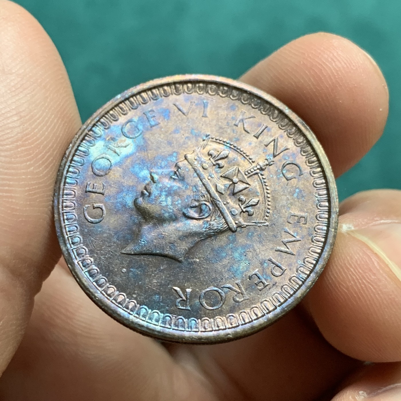 《竞宝斋》第180场-周日，周一2场 (全场包邮) 英属印度 1942年 乔治六世 1卢比银币 包浆不错