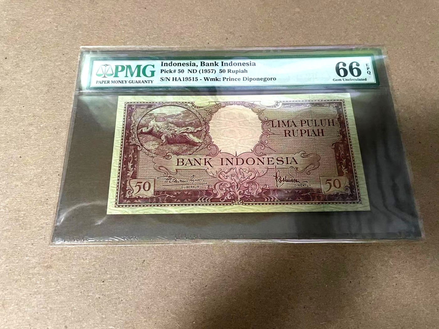 【Blue Auction】✨世界纸币精拍第344期——周日畅拍场【精】 【无47】印尼 1957年50卢比 PMG66EPQ 鳄鱼 