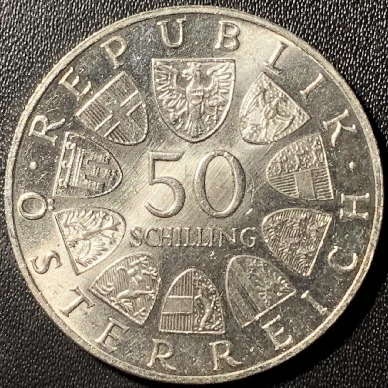 紫瑗钱币——第286期拍卖 奥地利 1966年 国家银行150周年 50先令 20克 0.9银 UNC