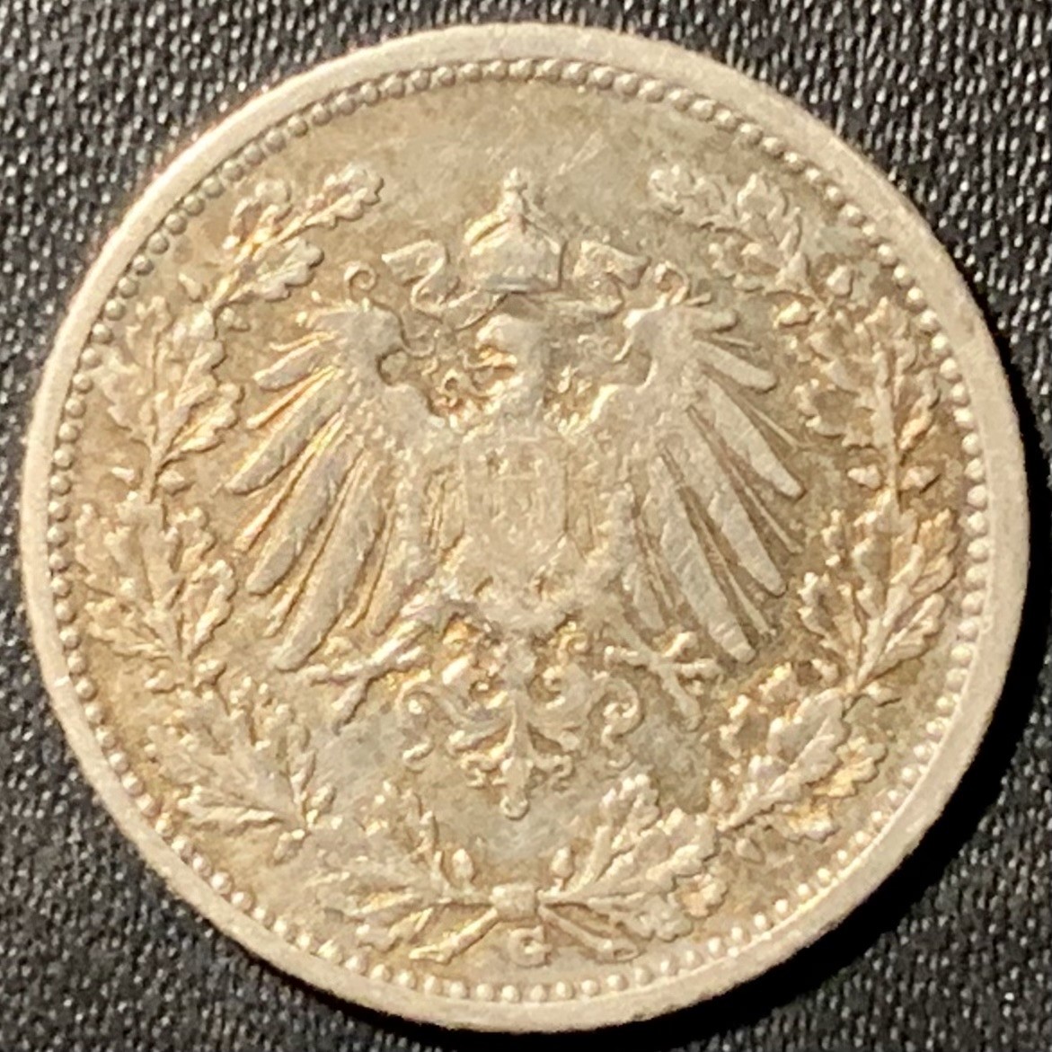 紫瑗钱币——第286期拍卖 德国 1911年 G版 第二帝国 1/2马克 银币 2.77克 0.9银