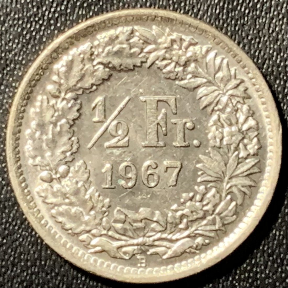 紫瑗钱币——第286期拍卖 瑞士 1967年 赫尔维蒂亚 1/2法郎 2.5克 0.835银 UNC