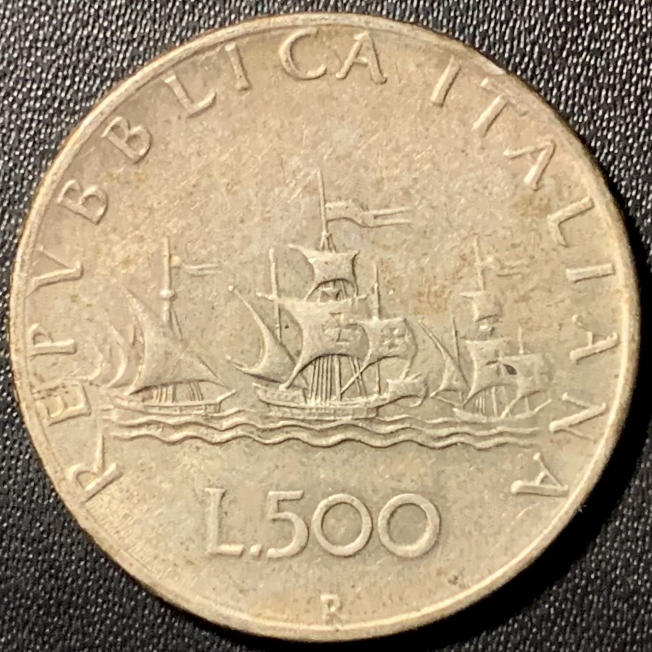 紫瑗钱币——第286期拍卖 意大利 1966年 少女与帆船 500里拉 11克 0.835银 UNC