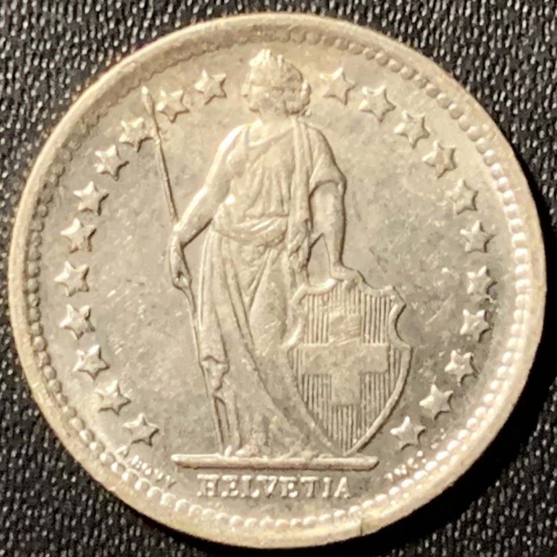 紫瑗钱币——第286期拍卖 瑞士 1967年 赫尔维蒂亚 1/2法郎 2.5克 0.835银 UNC