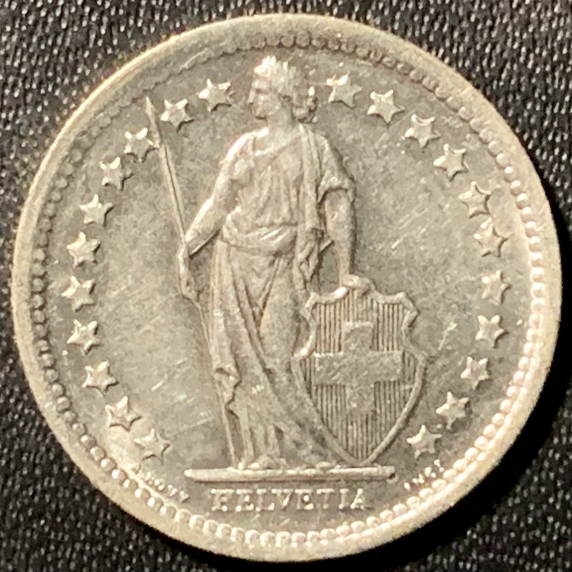 紫瑗钱币——第286期拍卖 瑞士 1966年 赫尔维蒂亚 1/2法郎 2.5克 0.835银 UNC