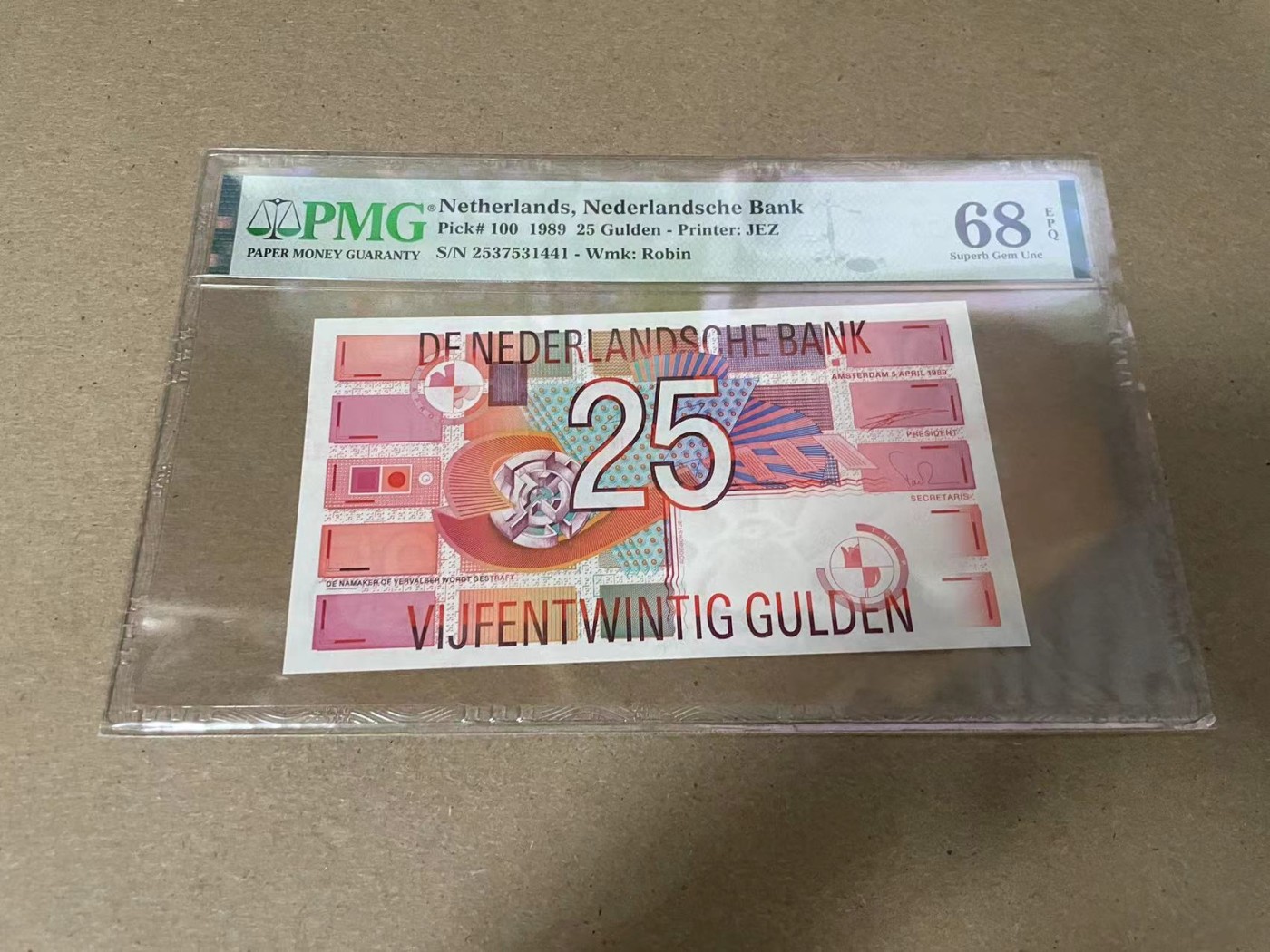 【Blue Auction】✨世界纸币精拍第344期——周日畅拍场【精】 荷兰 1989年25盾 PMG68EPQ 高分