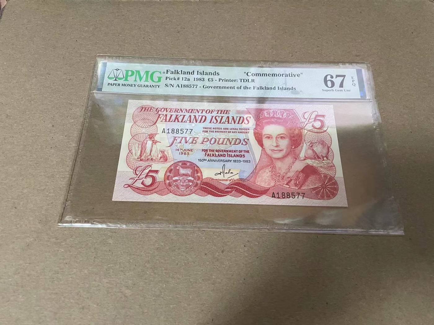 【Blue Auction】✨世界纸币精拍第344期——周日畅拍场【精】 福克兰群岛 1983年5镑 PMG67EPQ 女王