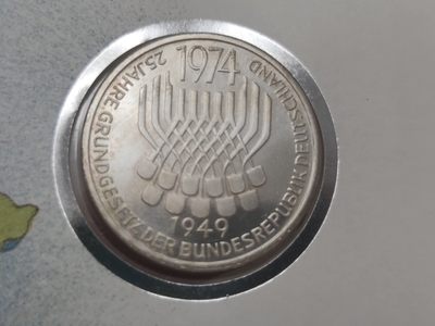 邮币封第五场 1974年德国宪法颁布25周年5马克银币邮币封