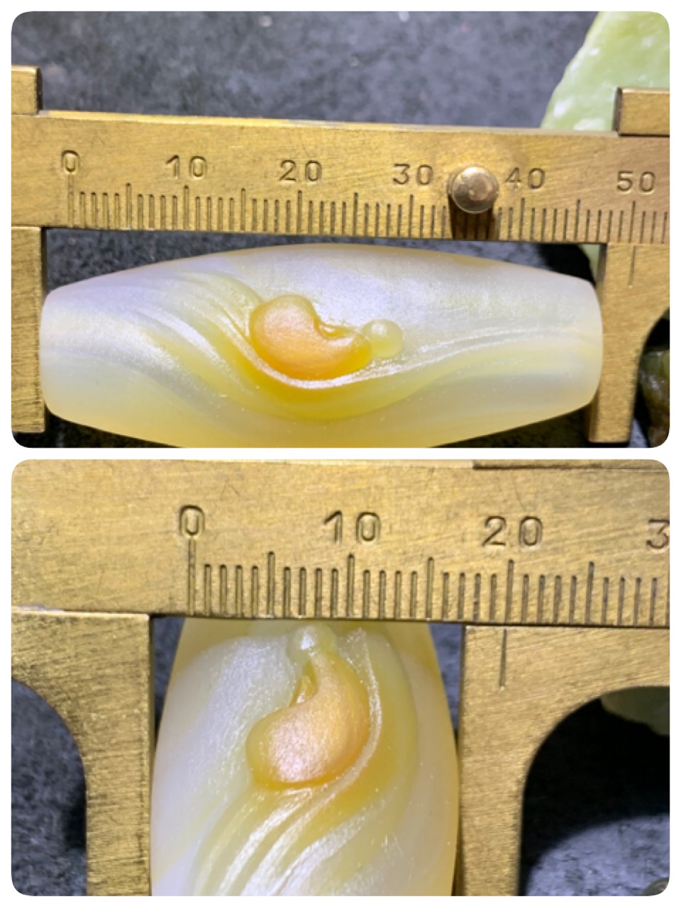 精美高玉化亚光海洋玉髓手工俏色巧雕立地成佛意境大桶珠一个！