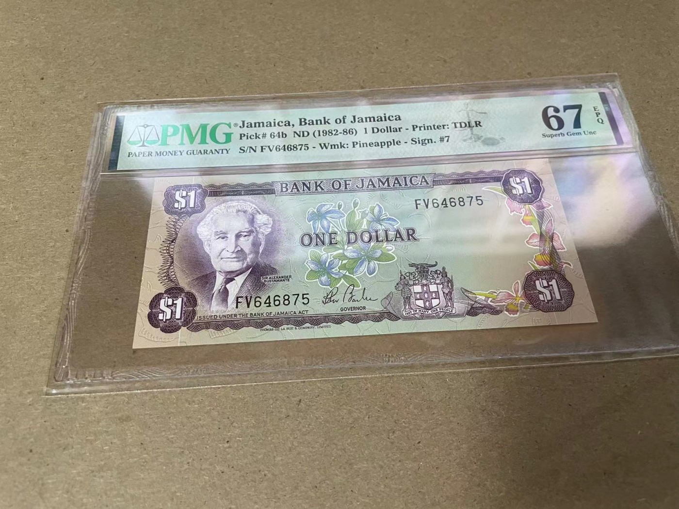 【Blue Auction】✨世界纸币精拍第344期——周日畅拍场【精】 牙买加 1982-86年1元 PMG67EPQ 