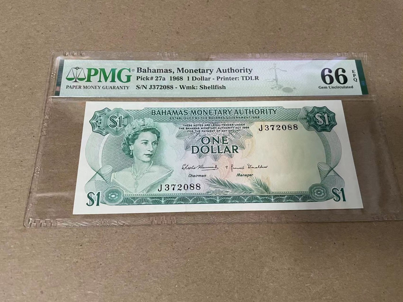 【Blue Auction】✨世界纸币精拍第344期——周日畅拍场【精】 【88尾】巴哈马 1968年1元 PMG66EPQ 彩背 女王