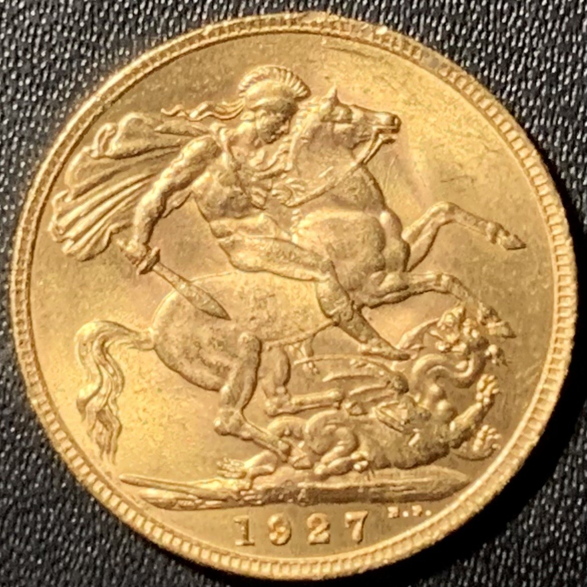 紫瑗钱币——第286期拍卖 南非 1927年 乔治五世 马剑 1索维林(磅) 8克 0.917金 UNC