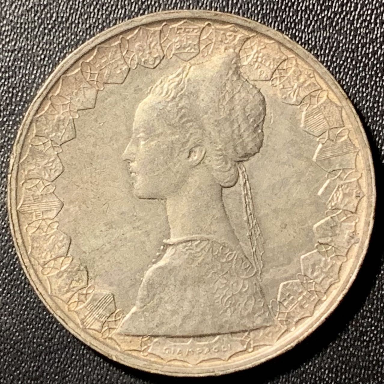 紫瑗钱币——第286期拍卖 意大利 1960年 少女与帆船 500里拉 11克 0.835银 UNC