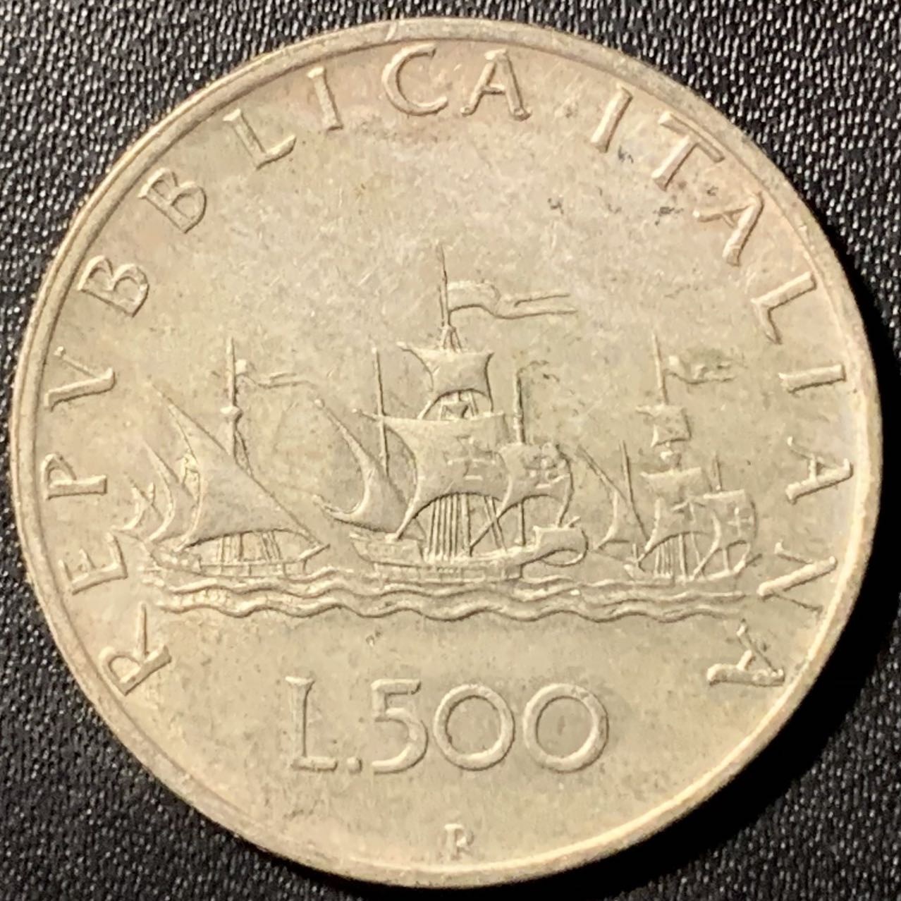 紫瑗钱币——第286期拍卖 意大利 1960年 少女与帆船 500里拉 11克 0.835银 UNC