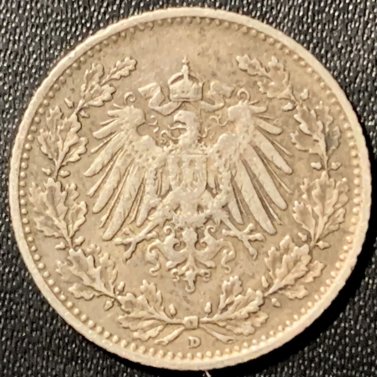 紫瑗钱币——第286期拍卖 德国 1907年 D版 第二帝国 1/2马克 银币 2.77克 0.9银