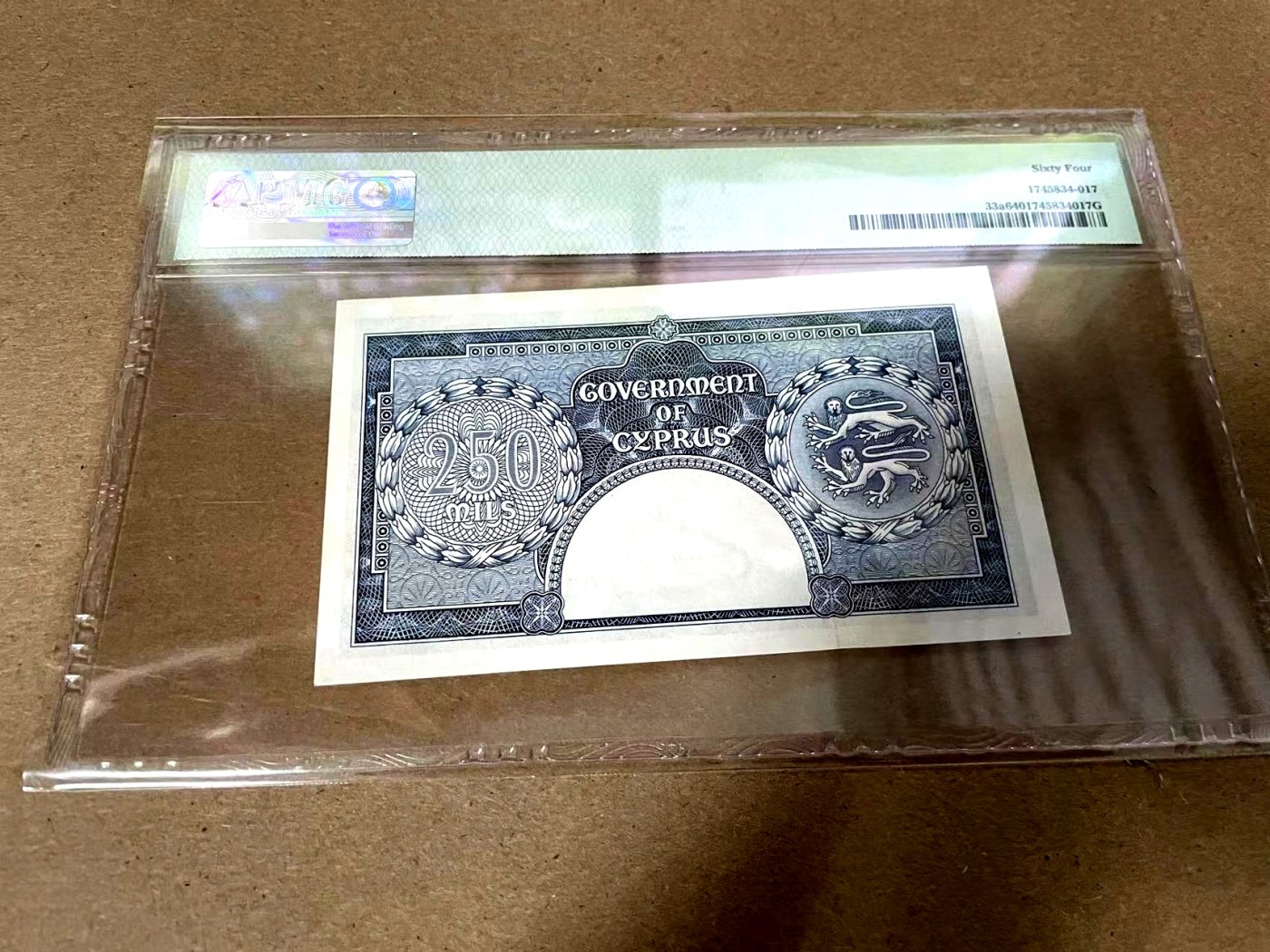 【Blue Auction】✨世界纸币精拍第344期——周日畅拍场【精】 【状态好】塞浦路斯 1956年250米尔 大冠女王 PMG64 全新品相 非常清新耐看 BWC出品