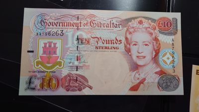 【世界钱币】精选微拍第64期暨2023年第十一期 裸钞专场（有最新展会卖剩品种） 2006年直布罗陀10镑 AA冠 全新绝品无4尾号263