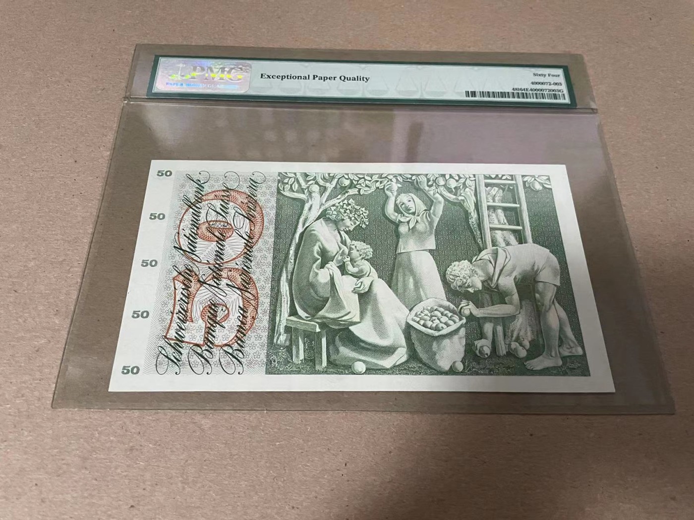 【Blue Auction】✨世界纸币精拍第344期——周日畅拍场【精】 【无47】瑞士 1972年50法郎 PMG64EPQ 苹果园