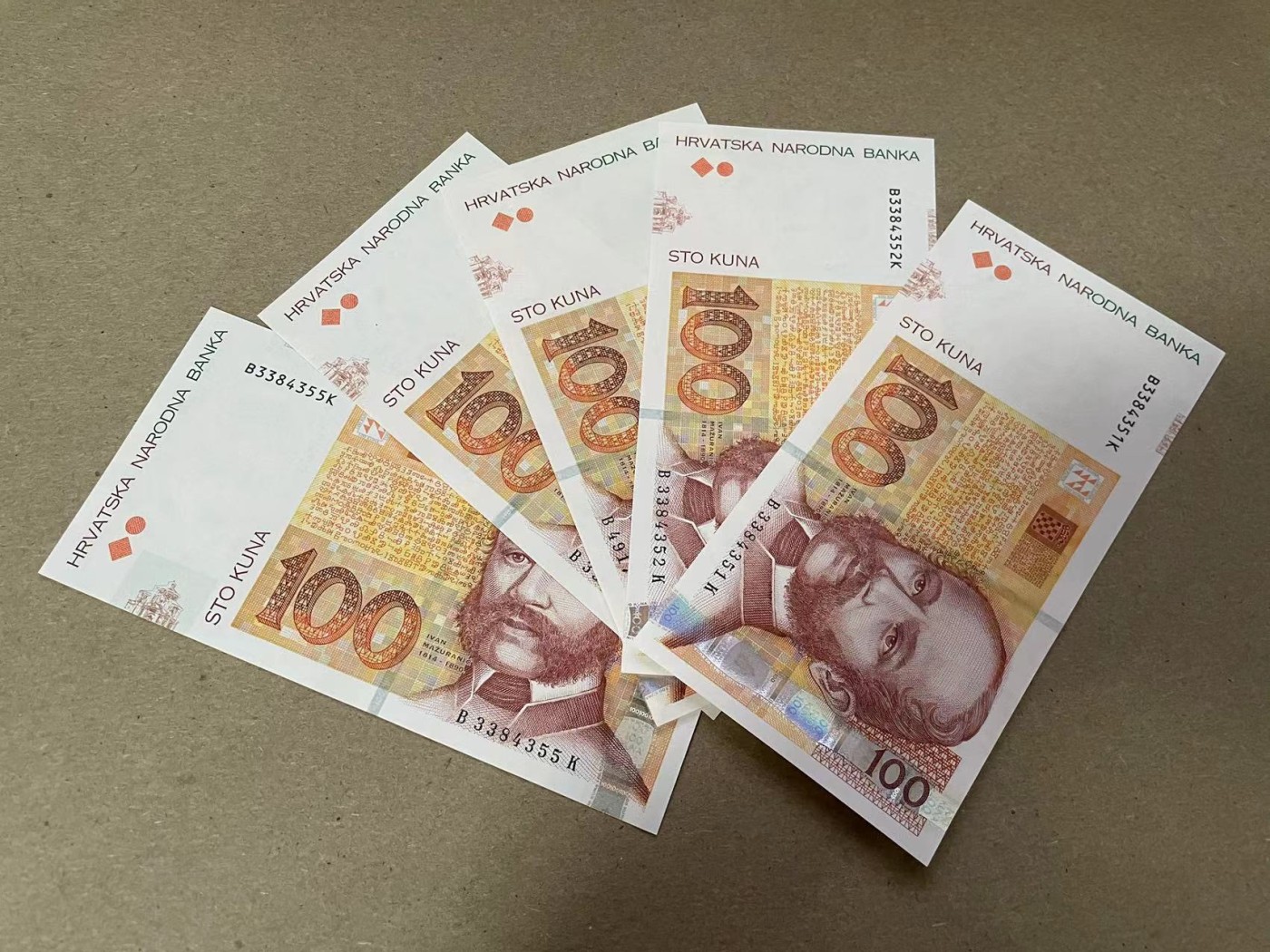 【Blue Auction】✨世界纸币精拍第344期——周日畅拍场【精】 【一组5张】克罗地亚 2012年100库纳 全新UNC