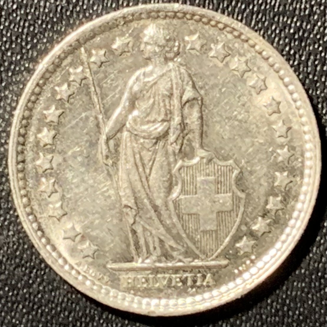 紫瑗钱币——第286期拍卖 瑞士 1958年 赫尔维蒂亚 1/2法郎 2.5克 0.835银 UNC