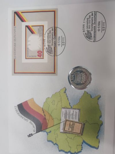邮币封第五场 - 1974年德国宪法颁布25周年5马克银币邮币封