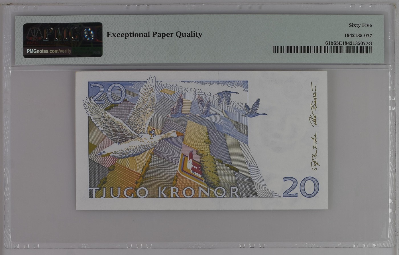 紫瑗钱币——第306期拍卖 【PMG 66EPQ】瑞典 1994-95年 骑鹅旅行记 20克朗  (P-61b）