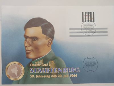 邮币封第五场 1994年德国7月密谋50周年纪念10马克银币邮币封