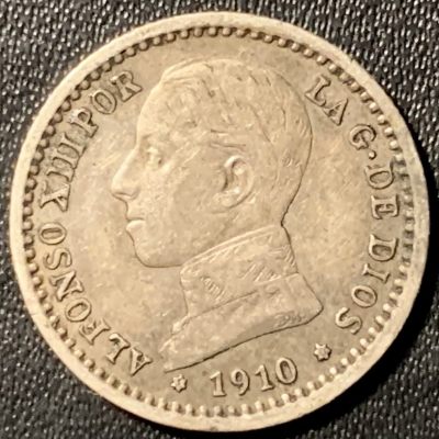 紫瑗钱币——第286期拍卖 - 西班牙 1910年 阿方索十三世 少年头 50分 2.5克 0.835银