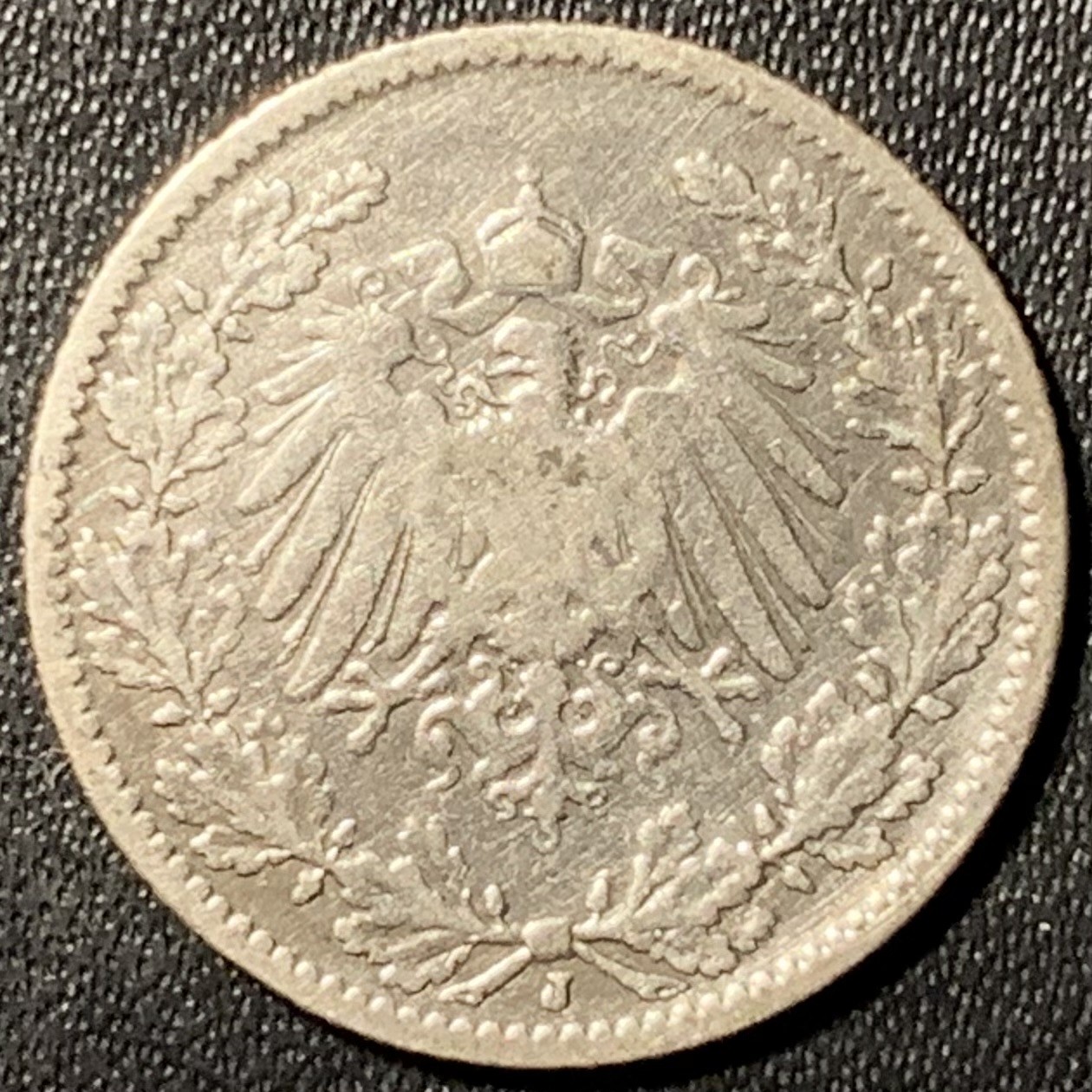 紫瑗钱币——第331期拍卖 德国 1906年 J版 第二帝国 1/2马克 银币 2.77克 0.9银