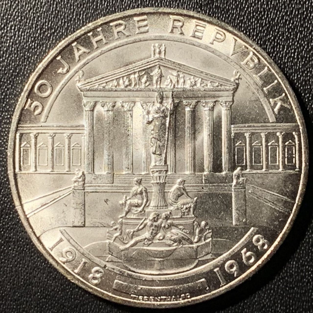 紫瑗钱币——第286期拍卖 奥地利 1968年 第二共和国建国50周年 50先令 20克 0.9银 UNC